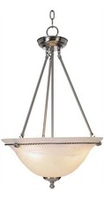 Monument 617028 3-Light Brushed Nickel Pendant with Alabaster Swirl Glass