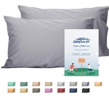 Sunflower King Pillowcases Set of 2, 100 Cotton 20"x40" , Frost Gray