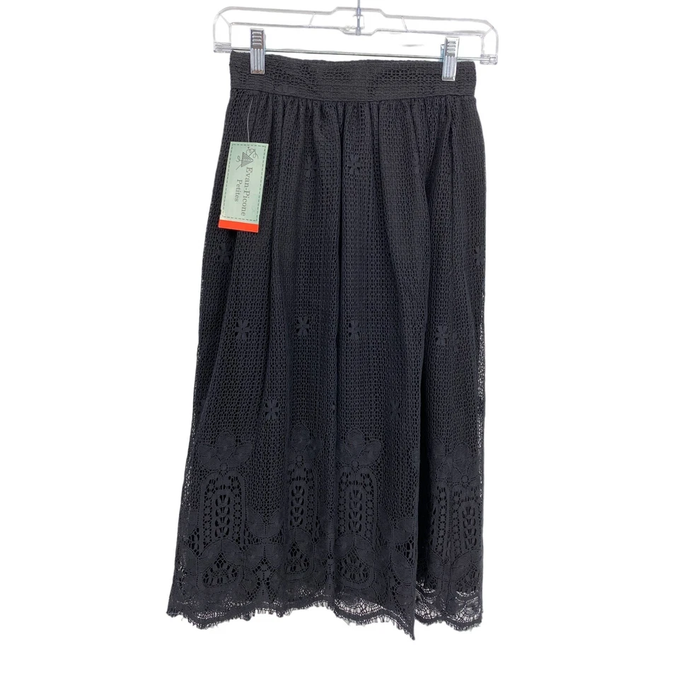 Vintage Evan Picone Skirt Womens Sz 24" Black Lace Midi Skirt Union Label - Image 3 of 4
