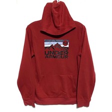 Under Armour Spellout Mountain Pullover Hoodie Sweatshirt Boys L Athleisure Cozy