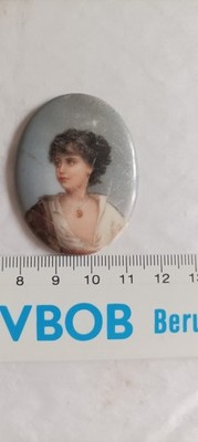 Biedermeier Porzellan Miniatur Gemälde Portrait Einer Dame, 19. JH