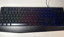 LED Rainbow Keyboard for Gaming and Work, USB Wired Light Up Backlit 104 Key USE
