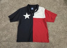 Texas Cotton Vtg 90s Patriotic Colorblock Polo Shirt Mens Sz Medium USA Made