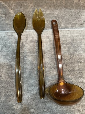 Ultratemp Amber Vintage Kitchen Ladle Utensils USA & Non Fork Spoon Lot