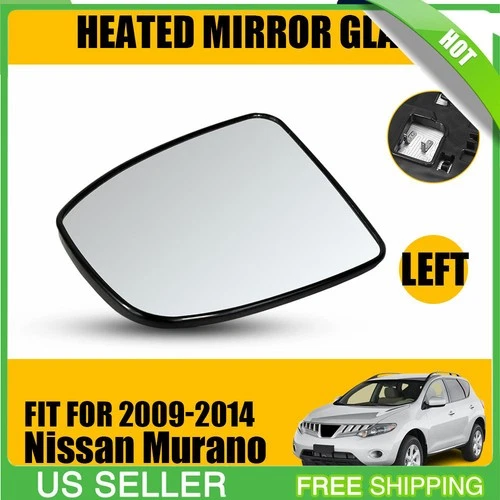 Left Driver Side Mirror Glass w/ Backing Plate Heated Fits Nissan Murano 2009-14