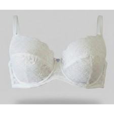 VINTAGE PRISTINE 1960's Women's White Lace Push-Up Bra w/Blue Flower Size 38B