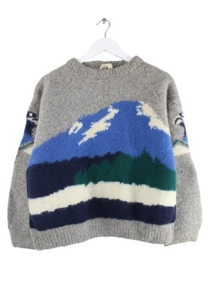 vintage womens 80s wool jumper grey XS
