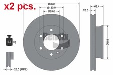 X2 PCS FRONT BRAKE DISC ROTOS X2 PCS SET BDS1022 BENDIX BRAKING I