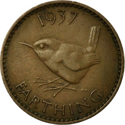 United Kingdom | 1 Farthing Coin | Eurasian wren | KM:843 | 1937 - 1948