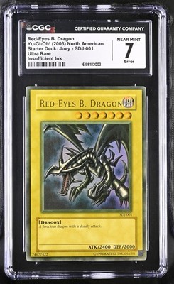 2003 Yu-Gi-Oh! Red-Eyes B. Dragon SDJ-001 FADED Black Ultra Rare CGC 7 Error