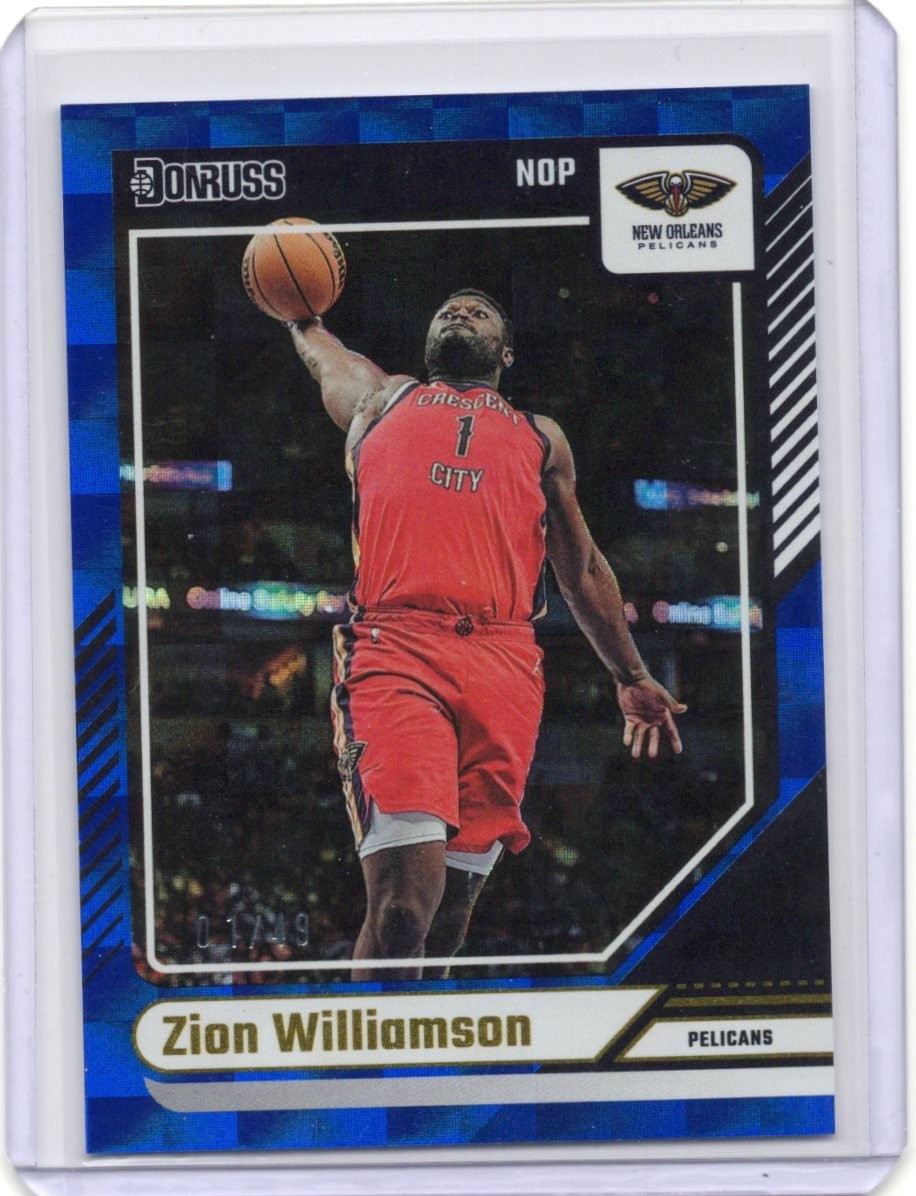 2024-25 Panini Donruss Zion Williamson #129 Blue Checkerboard 1/49 Jersey Match
