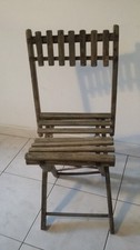ANCIENNE CHAISE JARDIN TERRASSE PLIANTE ENFANT BOIS PATINE LAMELLES VINTAGE