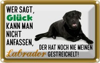 Blechschild 12X18 Cm GlüCk Nicht Anfassen Labrador Dekoration Hund Deko Geschenk
