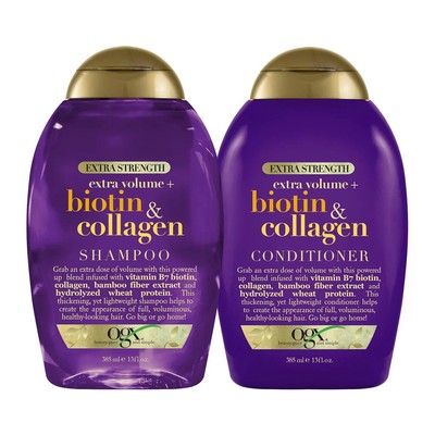 OGX Biotin & Collagen Shampoo and Conditioner Set, 13 oz. ExtraStrength+Volumen