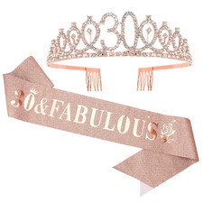 30Th Birthday Sash, Tiara, and Rose Gold Decorations - Fabulous Birthday Gifts f