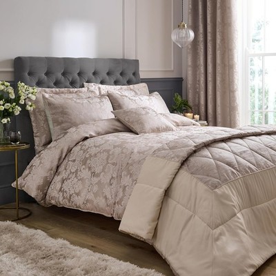 Catherine Lansfield Damast Jacquard Bettbezug King Bed Quilt Bettwäsche Set