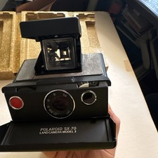 Polaroid SX-70 Land Camera Model 3 Black Folding Instant w/ Box Manual. Tested