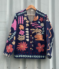 Velvet Jacket, Suzani Uzbek Waistcoat, Women Wear Embroidered Outwear Jacket