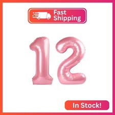 12 Balloon Number 40 Inch Pink Balloons for 12 21 Birthday Decorations