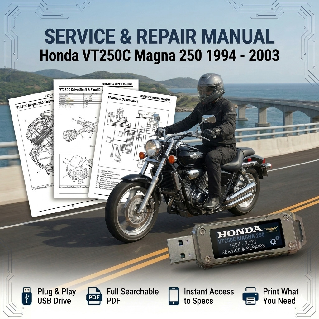 HONDA MAGNA 250 VT250C 1994 - 2003 SERVICE REPAIR SHOP MANUAL ON USB