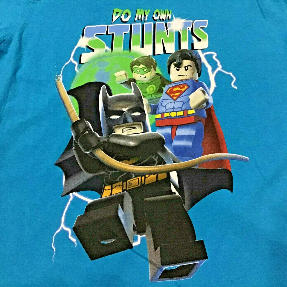 Camiseta de la película Lego Super Heroes Batman azul y naranja talla L y M para niños ¡Lote de 2 L@@K! Foto 4 de 4