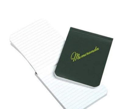 12 Memorandum Book, Narrow Rule, 3.38 x 4.5, Green Cover, White, 144 Sheets