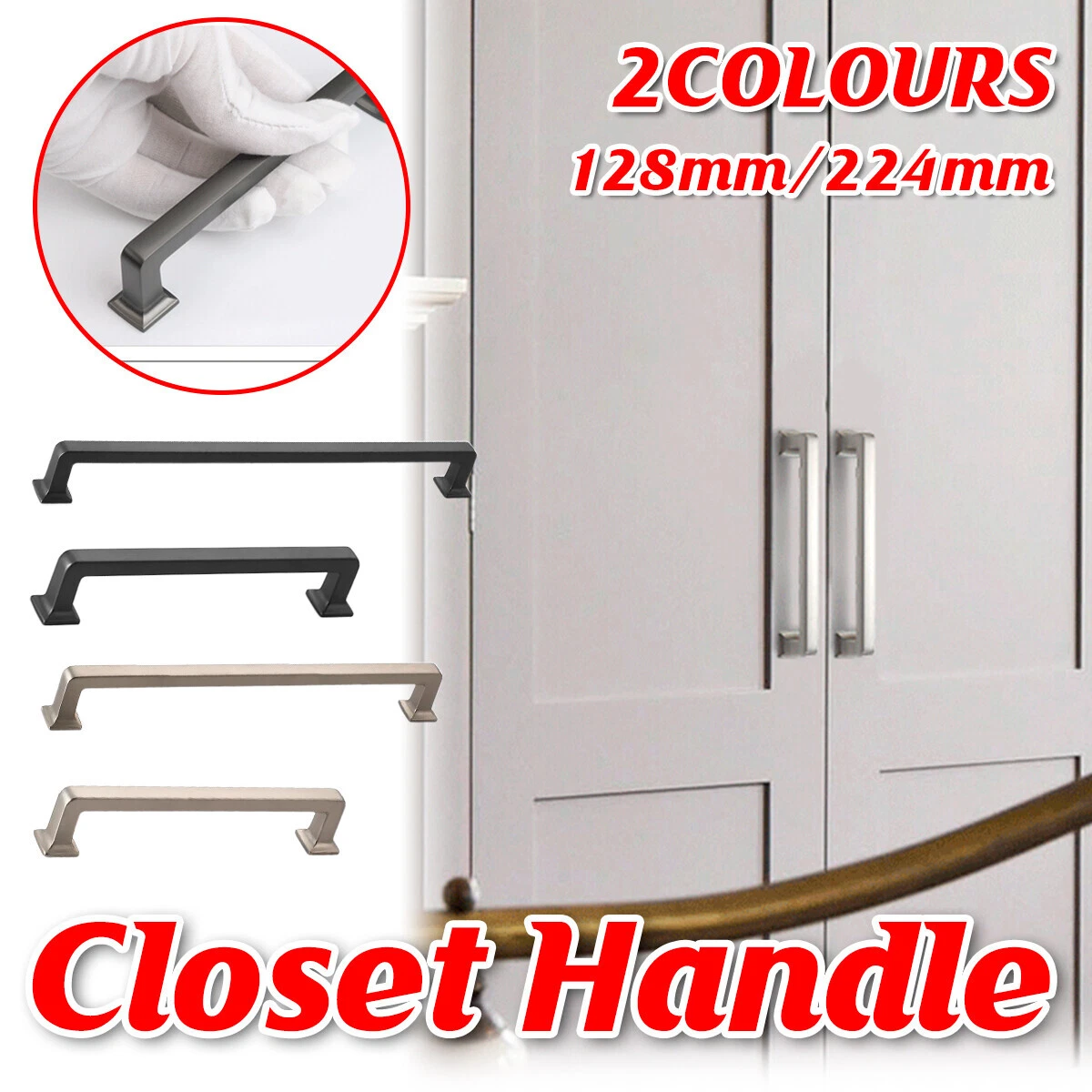 Cabinet Drawer Pull Handle Modern 128mm 224mm Wardrobe Door Handles Furniture