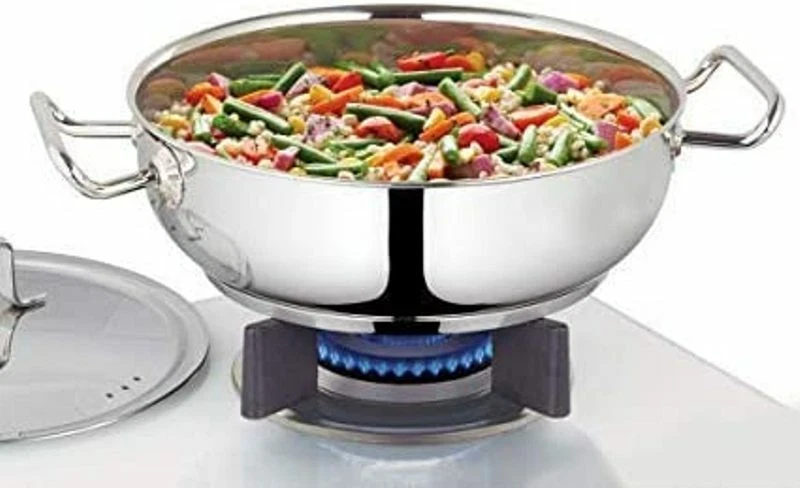 Stainless steel Flat kadhai with Steel Lid Cooking Wok Karahi Kadai 1.8 Liter
Opens in a new window 