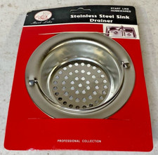 2 LOT NEW HEAVY DUTY STAINLESS STEEL SINK DRAINER WITH BAIL HANDLE FOR 3  DRAIN