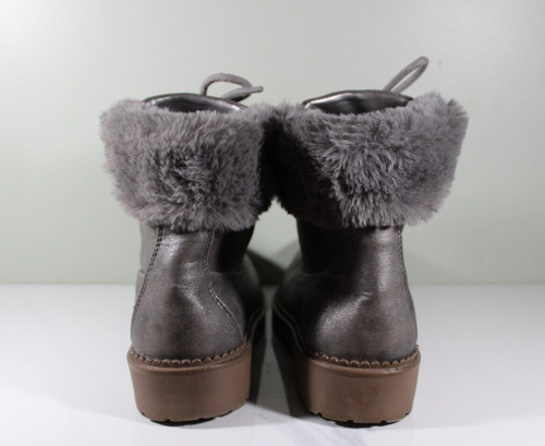 Esprit Damen 9 M Chelsea Boots Mode Schnürer Zinn Silber weiches Kunstfell - Bild 3 von 7