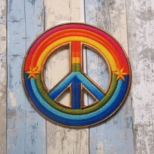 Peace Sign Patch Iron-on Applique Retro Badge, Hippie, Woodstock, Boho, Music