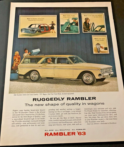 1963 Rambler Classic Six Cross Country 770 - Vintage Original Color Print Ad