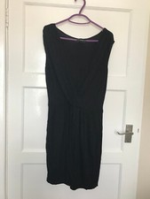Asos Petite Little Black Dress Sleeveless Sheath V Neck Knee Length UK Size 12