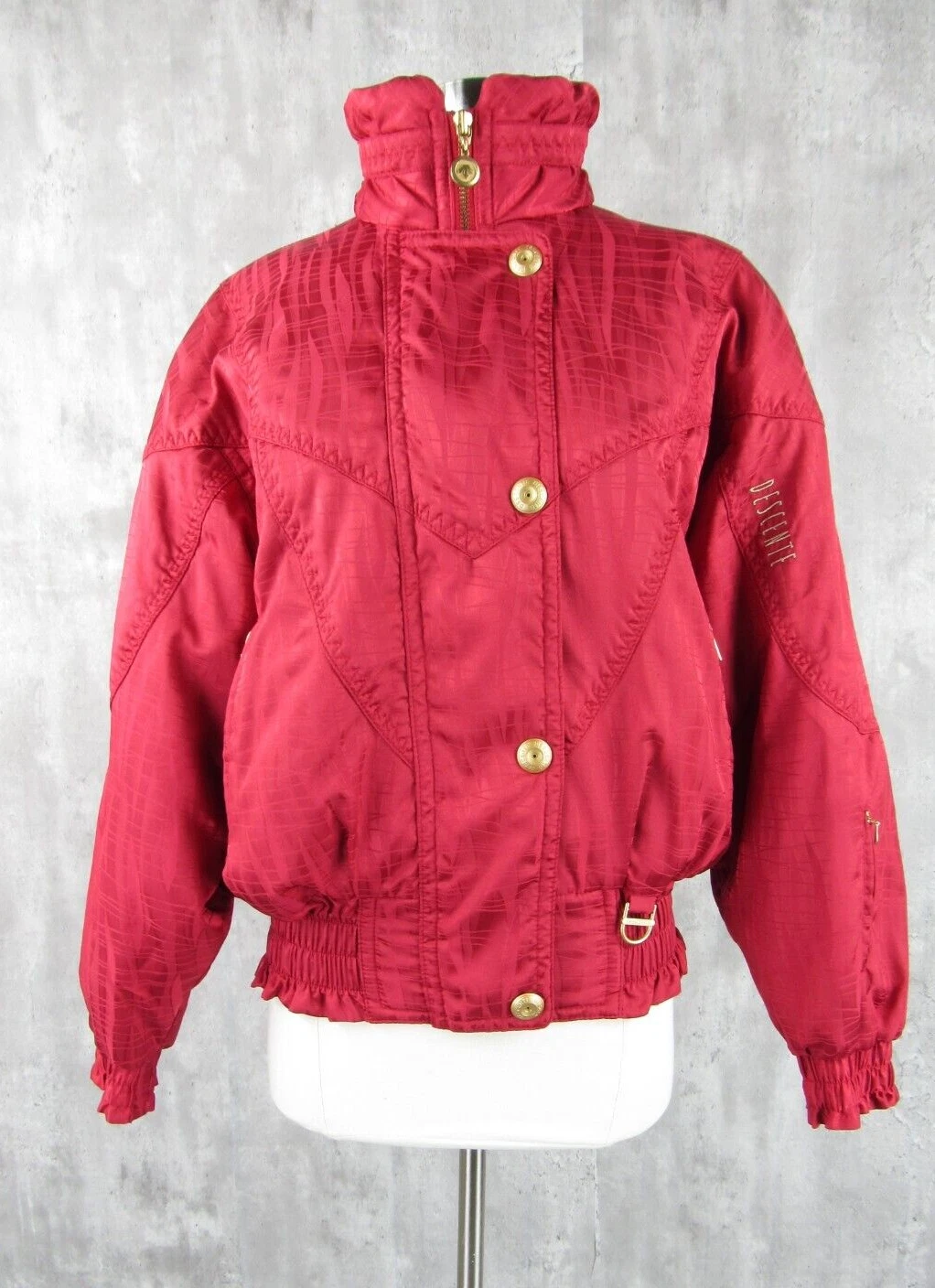 Vintage 90s Descente Jacket Puffer Winter Ski Snow Board Bomber Sz 9 Y2K Red