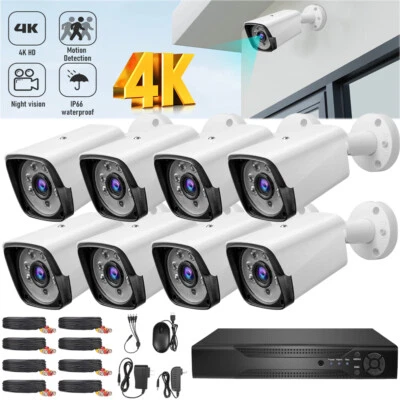 Sistema De Seguridad 8 Camaras Exterior 8CH 4K Wifi CCTV DVR Con Visión nocturna