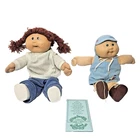 VTG 1978 & 1982 Cabbage Patch Kid Girl Boy Dolls Brown Hair w/ 2 Sets of Papers