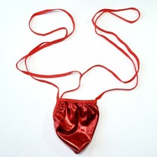 R366 G Hot Mens Pouch Thong Suspender Metallic Coated Wet Look