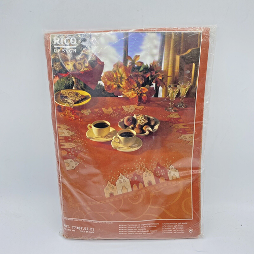 Rico Design Tablecloth House Scene Burnt Orange Autumn Fall 35x35