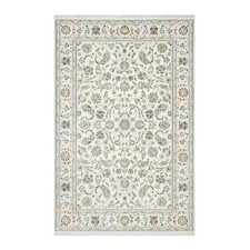 5'10" x 9'1" Natural White Hand Knotted Nain 250 KPSI Wool and Silk Rug R90896