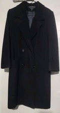 Donny Brook 100% Wool Size 8p Petite Coat Black Women's Trench Button Ukraine