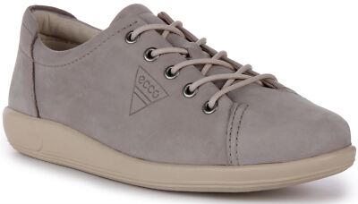 Ecco stilvolle Faser-Nubuk Schnürschuhe Erwachsene Damen Sneaker grau UK 3 - 9