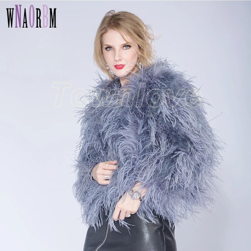 Ostrich Fur Fluffy Jacket Fuzzy Feather Furry Plush Coat Casual Nightclub Party - Picture 11 of 50