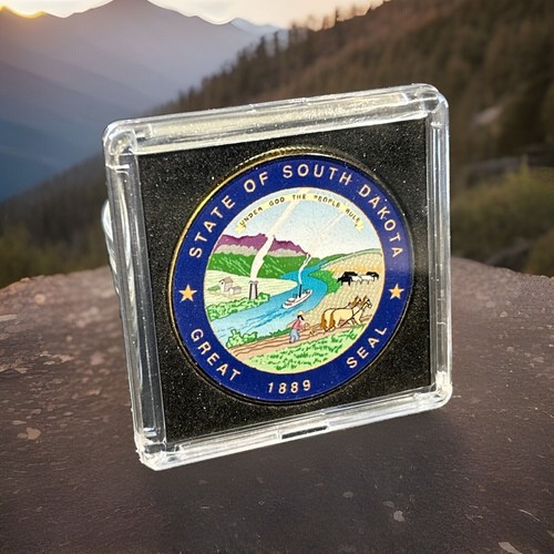 Moneda South Dakota 1889 State Seal Challenge Coloreada EE. UU. ¡INCLUYE ESTUCHE 2X2! - Imagen 2 de 11