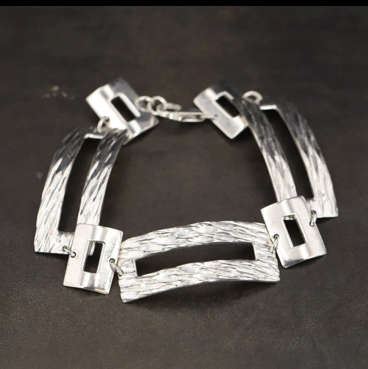 SALE VTG Sterling Silver UNIQUE Unisex Rectangle Open Work 7.5