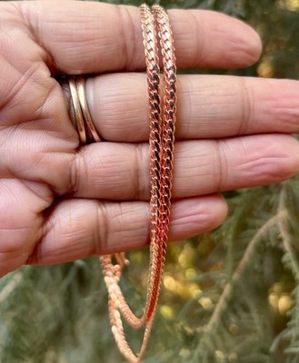 18 inch Pure Copper Flat Serpentine Chain Necklace, Healing Copper Jewelry