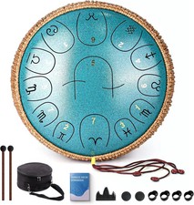Steel Tongue Drum 15 Notes 14 Inch D-Key Pand...