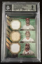 2024 TOPPS TRIPLE THREADS COMBO RELICS #/18 PUJOLS/ MOLINA/ GOLDSCHMIDT BGS 9