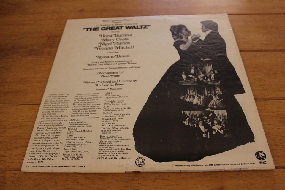 The Great Waltz Vinyl Record 1972 MGM Mary Costa Kenneth McKellar Soundtrack - Image 2 of 2