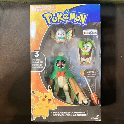 Tomy Pokemon Decidueye Dartrix Rowlet Evolution Set 3 Pack Sealed-Toys R US 2018