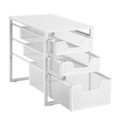 Simple Trending 3-Tier Under Sink Cabinet Organizer with Sliding White 